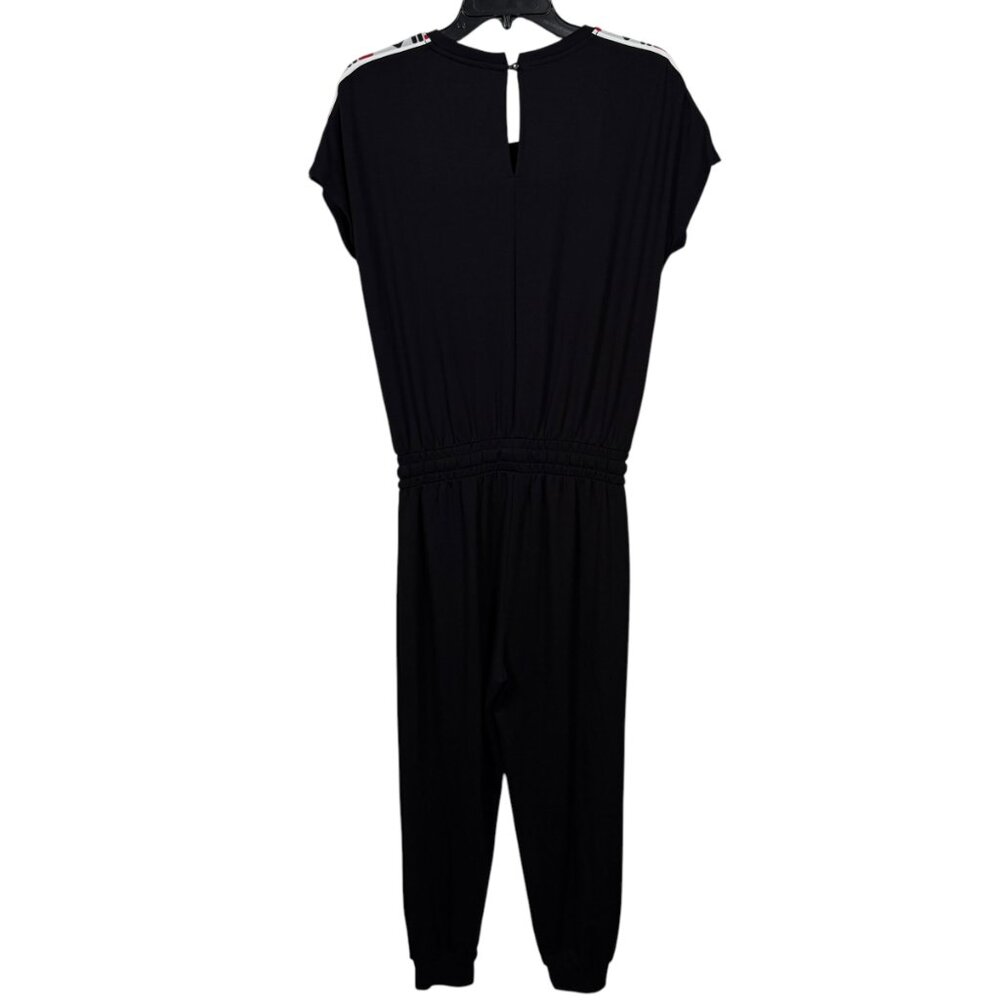 FILA Jumpsuit Womens Small Black 90s Logo Rayon Elastic Waist Stretch Casual - Picture 2 of 5